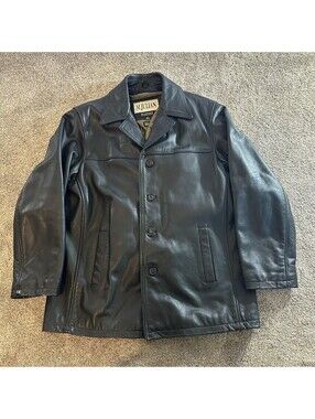 M. Julian Wilsons Thinsulate Black Leather Button Lined Jacket Coat Men's Large
